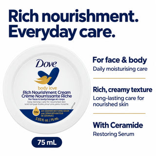Dove Body Love Rich Nourishment Cream For Face & Body - 75ml - Body Moisturiser