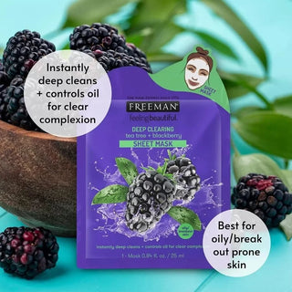 Freeman Deep Clearing Tea Tree + Blackberry Sheet Mask - Mask