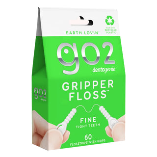 GO2 Dentagenie Gripper Fine Flosstrips with Grips 60pk - Dental Floss