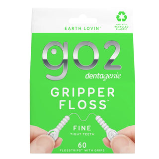 GO2 Dentagenie Gripper Fine Flosstrips with Grips 60pk - Dental Floss
