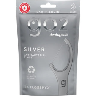 GO2 Dentagenie Silver Antibacterial Flosspyx Minty 36pk - Dental Floss