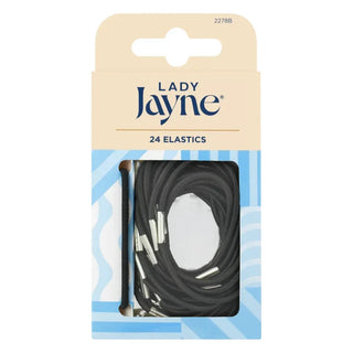 Lady Jayne Black Elastics - 24 Pack - Hairband