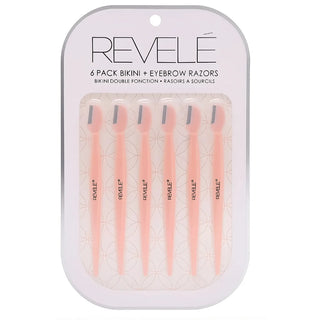 Revele Bikini and Eyebrow Razors 6 Pack - Assorted Colours - Razor