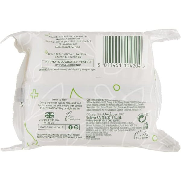 Simple Regeneration Age Resisting Cleansing Wipes - Face