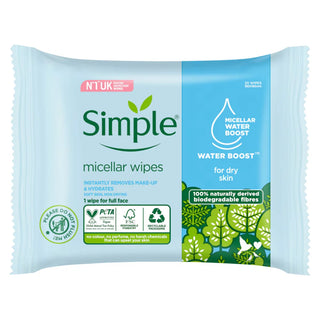 Simple Water Boost Micellar Biodegradable Cleansing Wipes - 20 Pack - Face Wipes