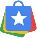 Star-shaped shopping bag icon with colorful stripes and a white star on the front.