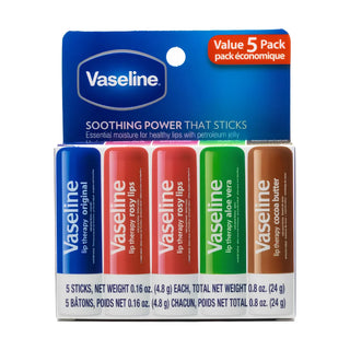 Vaseline Lip Therapy 5 Pack Assorted Lip Balm Set - Moisturiser