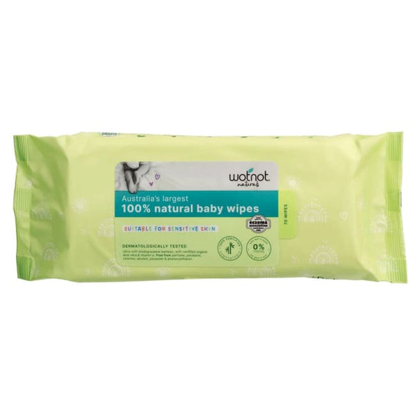 Wotnot 100% Natural Baby Wipes - 70 Pack - Baby Wipes
