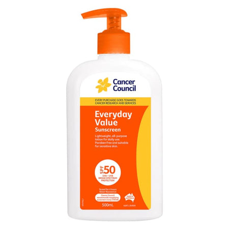 Cancer Council Everyday Value Sunscreen SPF 50+ Pump 500ml