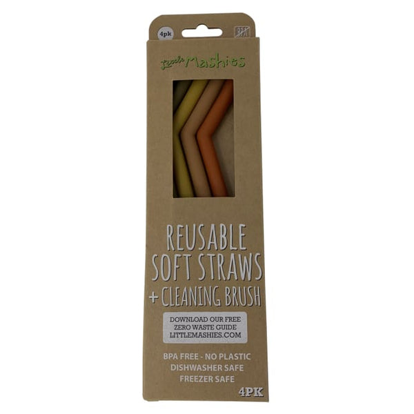 Little Mashies Reusable Soft Straws + Cleaning Brush - Straws