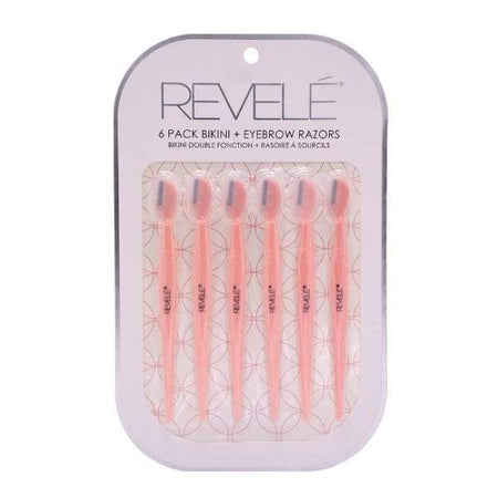 Revele Bikini and Eyebrow Razors 6 Pack - Assorted Colours