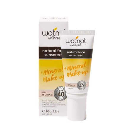 Wotnot SPF 40 Natural Face Sunscreen, BB Cream + Mineral Makeup - Light