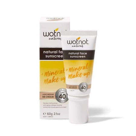 Wotnot SPF 40 Natural Face Sunscreen, BB Cream + Mineral Makeup - Light/Medium